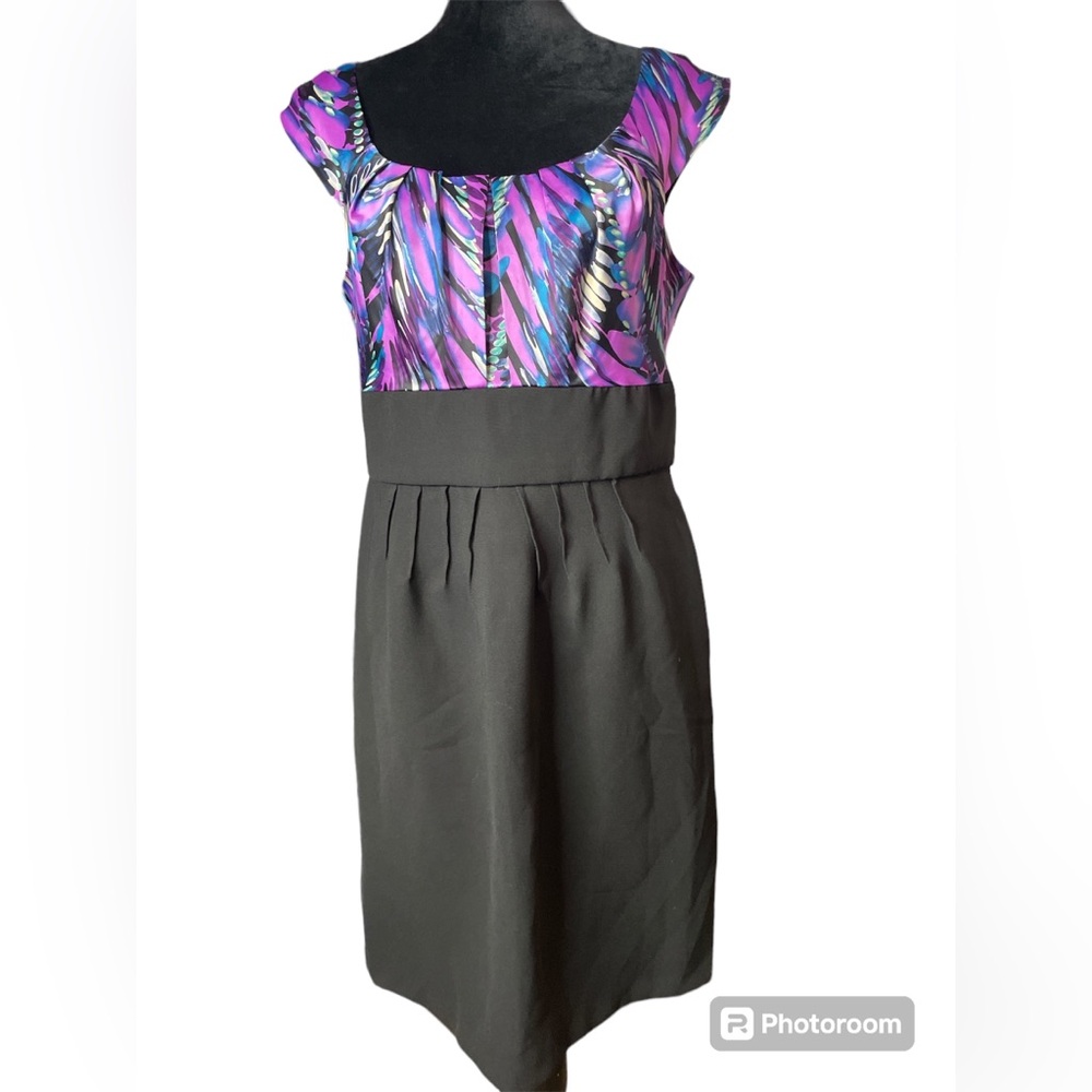 Perceptions New York Sleeveless MIDI Dress- Purple & Black